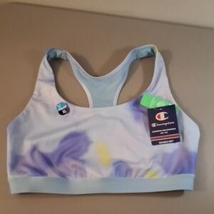 Champion Pastel Tie-Dye Sports Bra - Light Blue, Lavender & Yellow